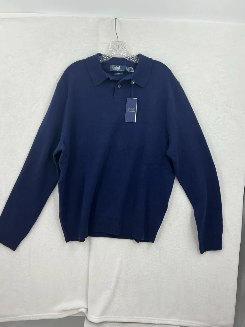 NWT 100% cashmere Polo Ralph Lauren Men's Long-Sleeve Polo in Navy 839